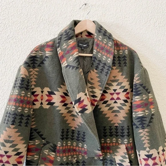 Driftwood Coat Rowan Jacket Long Aztec Western Teepee Boho Green Small - Picture 6 of 14